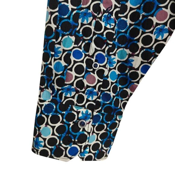Robert Graham Button Front Shirt XL Circle Floral Print Contrast Flip Cuffs - Picture 11 of 12